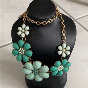 Teal & Gold flower necklace